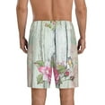 thumbnail image 3 of Naloa Vintage Wood with Floral Men's Short Pajama Pants, Lounge Comfort Shorts with Elasticized Waistband and Side Pockets - Small, 3 of 9