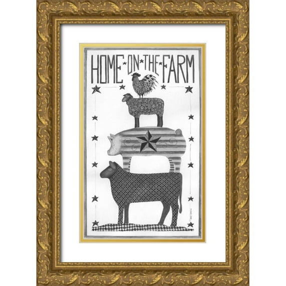 Shamp, Cindy 16x24 Gold Ornate Wood Framed with Double Matting Museum Art Print Titled - Home on the Farm