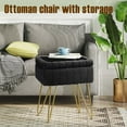 thumbnail image 5 of Vanity Stool Chair Faux Fur with Storage, 15.7"L x 11.8"W x 19.4"H Soft Ottoman 4 Metal Legs with Anti-Slip Feet, Furry Padded Seat, Modern Multifunctional Chairs for Makeup, Bedroom White, 5 of 6