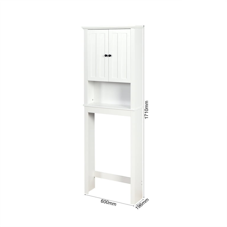 Zimtown Over the Toilet Bathroom Cabinet Storage Space saver with 2 Doors  and Adjustable Shelf, 67 in, White