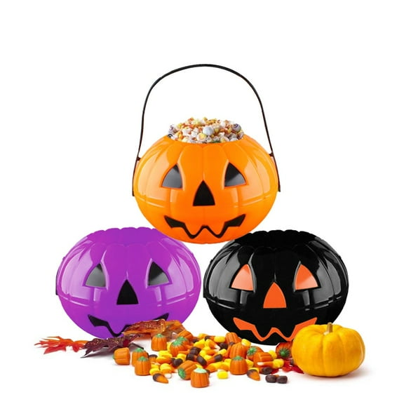 Vikakiooze 2023 3PC Alloween Decoration Foldable And Detachable Two And A Half Pumpkin Bucket Medium PP Candy Bag Bucket