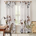 thumbnail image 5 of Kitchen Curtains 84 Inch Length 2 Panels, Brown Grey Leaves Grommets Window Treatment Curtain, Summer Botanical Pastoral Birds Rustic Thermal Curtains Drapes for Living Room/Bathroom, 5 of 9