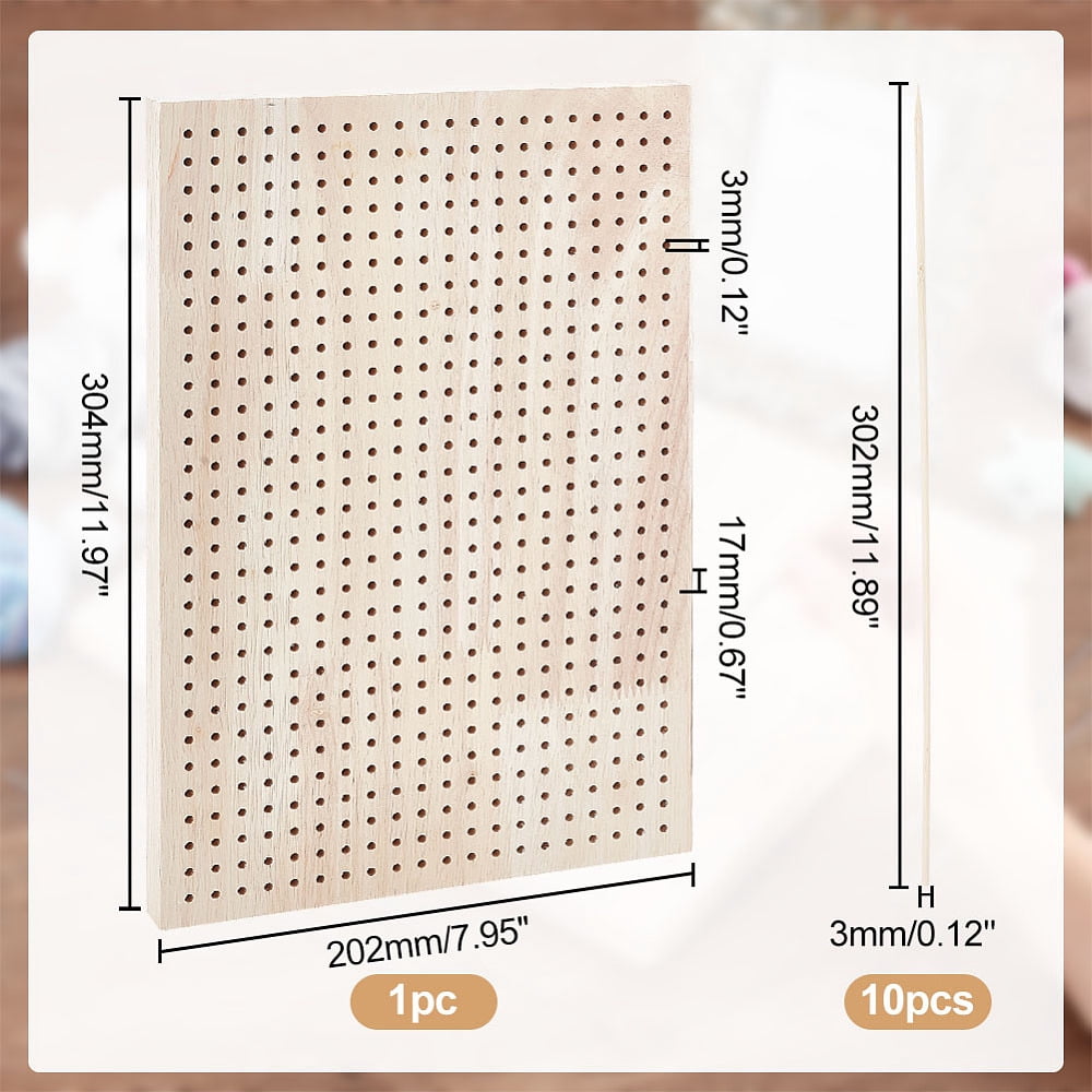12X8 inches Crochet Blocking Board Wooden Knitting Blocking Mat Granny Squares Blocking Board with 10pcs Wood Pins for Knitting and Crochet