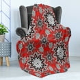 thumbnail image 4 of Mandala Soft Flannel Fleece Throw Blanket, Floral Swirls Leaves Lace Seem Hand Drawn Image Illustration, Cozy Plush for Indoor and Outdoor Use, 70" x 90", Scarlet White, by Ambesonne, 4 of 5