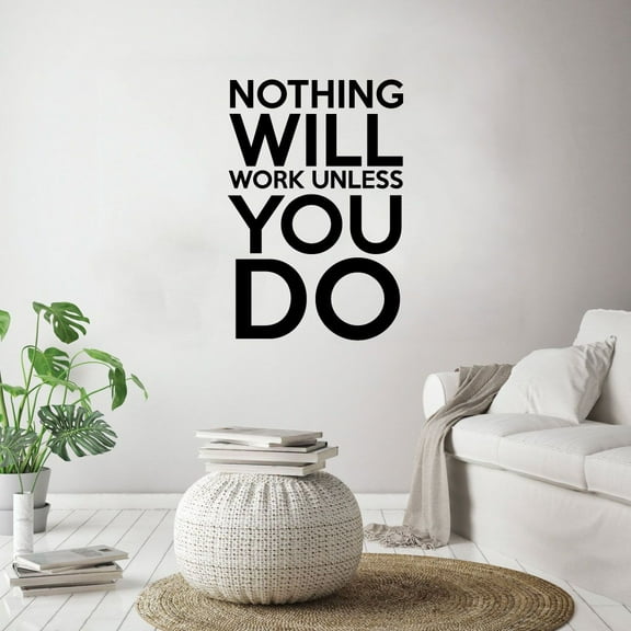 Nothing Will Work Quote Fitness Workout Work Out Success Motivation Quotes Wall Decals Healthy Lifestyle for Girls Boys Gym Home Sports Room Decor Vinyl Wall Art Stickers Decoration Size (10x8 inch)