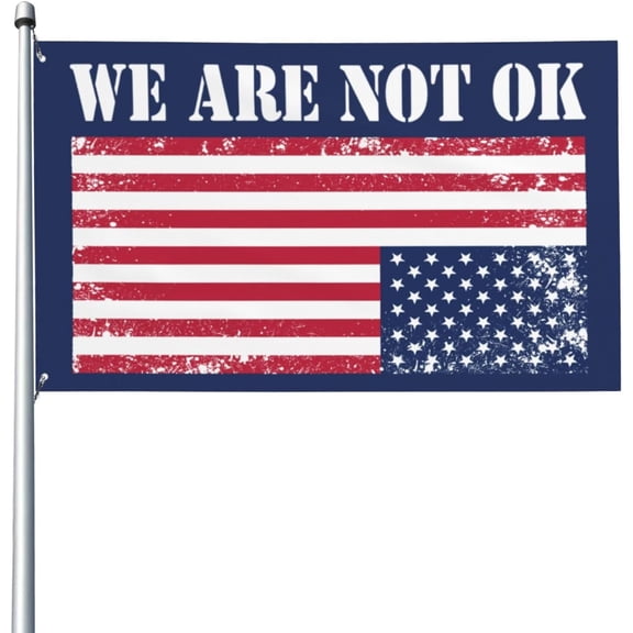 We Are Not Ok American Flag Upside Down Flag 3x5 Flags with 2 Grommets for Indoor Outdoor Garden Lawn Yard Home Decor