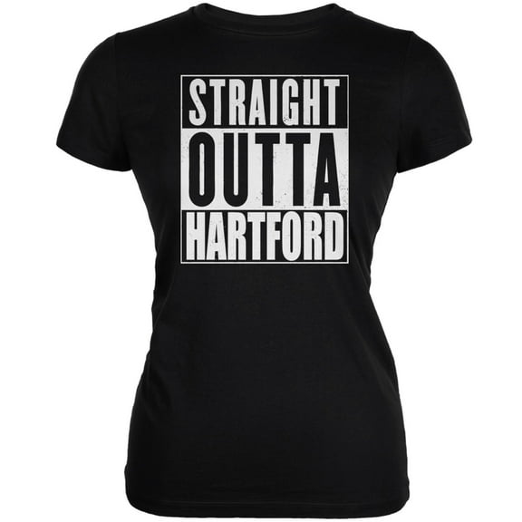 Straight Outta Hartford Black Juniors Soft T-Shirt - Medium