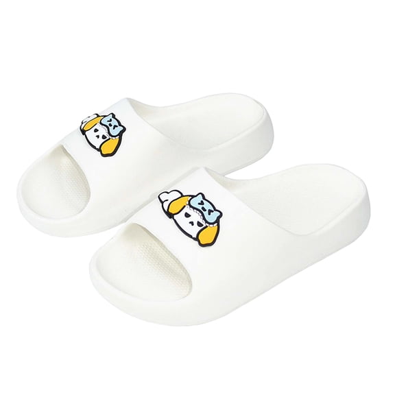 Eltusu Girls Slides, Soft Bottom Comfort Non-Slip Open Toe Summer Slippers White Size 13(Big Kids)