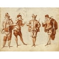 thumbnail image 2 of Claude Gillot 18x14 Black Ornate Wood Framed Double Matted Museum Art Print Titled - Four Figures in Theatrical Costume (1710), 2 of 5