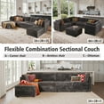 thumbnail image 4 of Ovios 32" Ottoman Seat Module for Modular Sectional Sofa Plush Corduroy Upholstery Cloud Coffee Table Footrest with Pillow for Living Room, Bedroom, Gray, 4 of 6