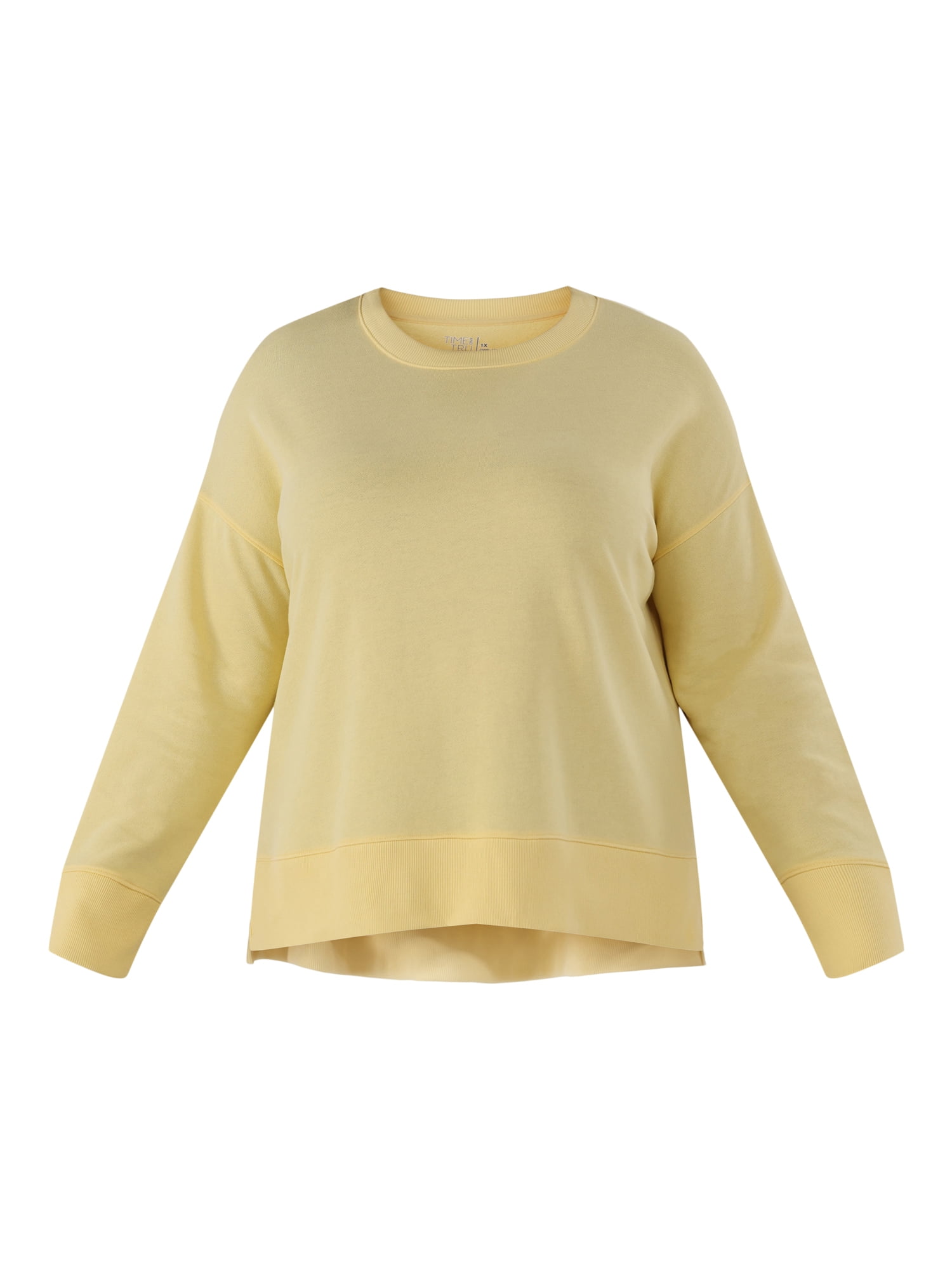 Time and Tru Women's Tunic Sweatshirt with High-Low Hem, Sizes XS -4X