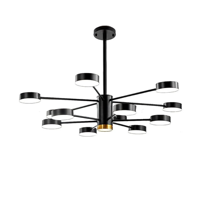 Lampara de techo estilo industrial hierro forjado negro con dorado lampara downlight ilios innova 12 + 1 luces