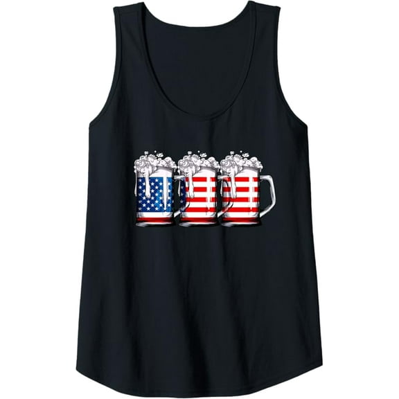 Beer American Flag 4th of July Men Women Merica Drinking USA Tank Top