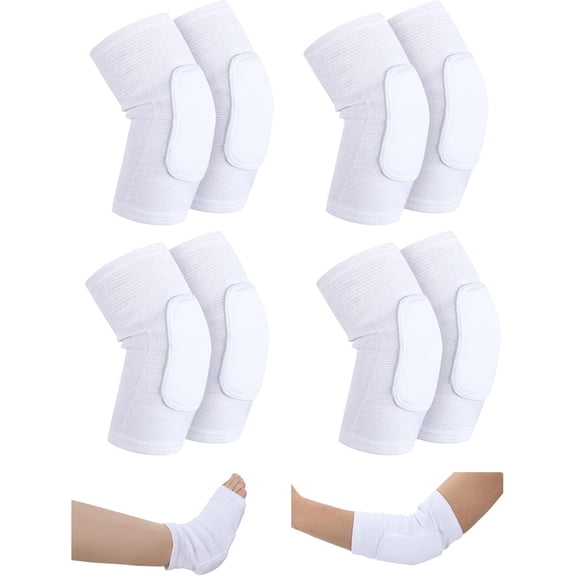 8 Pcs Knit Elastic Heel Elbow Protectors for Pressure Sores Elbow Pads Protects Skin Ulcerations and Relieves Pressure Sleeve for Elderly Relieve Sores(M)