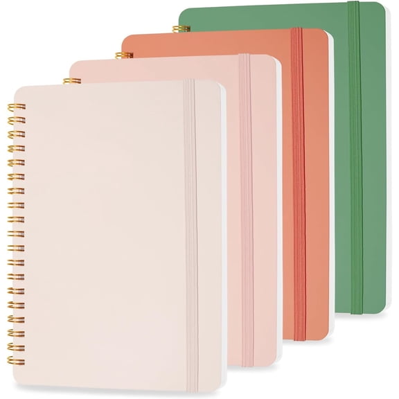 4 count Small Spiral Notebook 5x7, Spiral Journal Notebook, Notebooks for Work, Note Taking, School, Small Notebooks 5x7 with Strap, Cute Notebooks for Women 50 Sheets