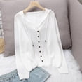 thumbnail image 2 of FRSASU Womens Casual Lightweight Long Sleeve Cardigan Soft Open Front Button Solid Color Knitted Coat Tops White, 2 of 8