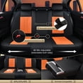 thumbnail image 5 of FLORICH Car Seat Covers Full Set, Comfortable Faux Leather Seat Protectors, Automotive Seat Covers Universal Fit for Most Cars SUV Trucks, Black & Orange, 5 of 9