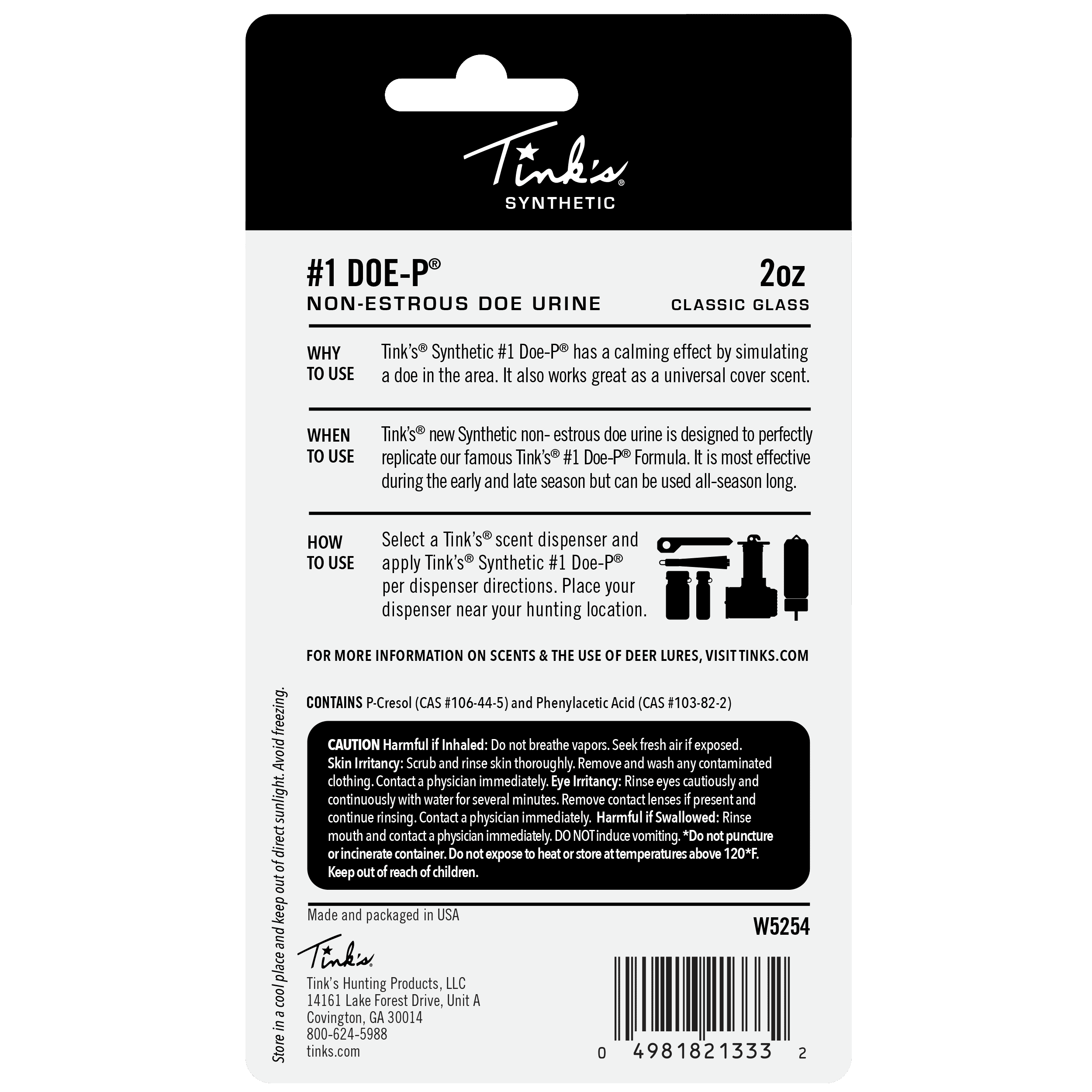 Tink's Synthetic #1 Doe-P Non-Estrous Doe Urine - 2 oz.