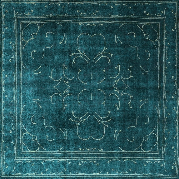 Ahgly Company Indoor Square Persian Light Blue Traditional Area Rugs, 5' Square