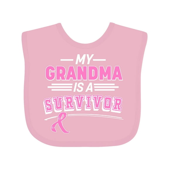 Inktastic My Grandma is a Survivor Breast Cancer Awareness Boys or Girls Baby Bib