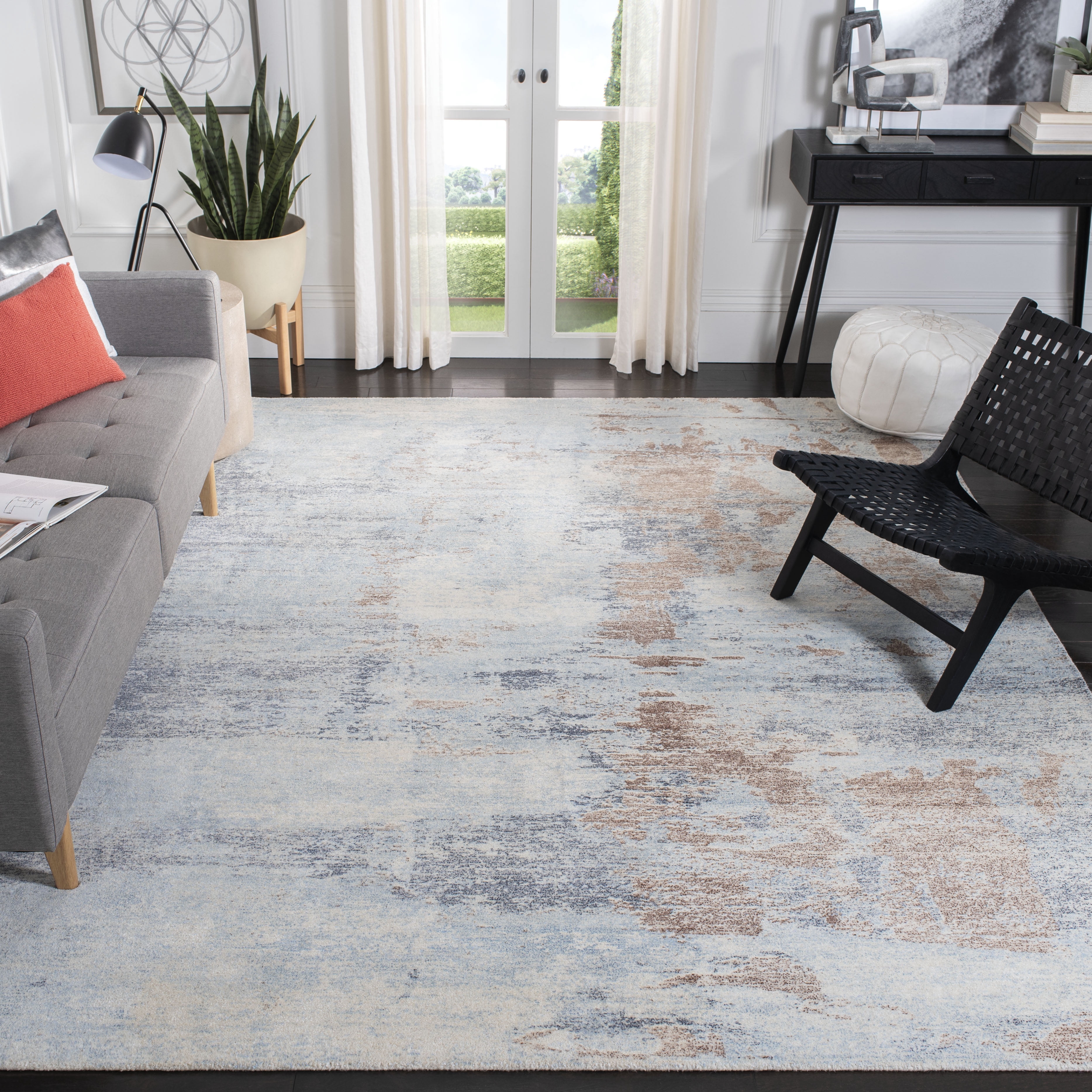 SAFAVIEH Restoration Vintage Janae Abstract Area Rug, Blue/Brown, 8' x 10'
