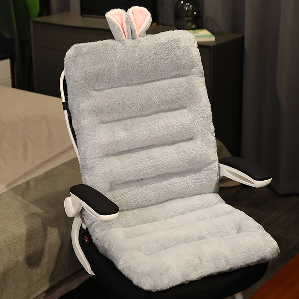 1pc Solid Color Bunny Ear Cushion, Korean Style Irregular Shape  Double-sided Plush Chair Seat Pad Back Support Cushion For Daily Office  Computer Chair, Winter