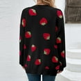 thumbnail image 4 of Sweaters for women Women's Knit Sweater Coat Long Sleeve Open Front Cardigan With Strawberry Jacquard Pattern Stylish Loose Fit Outwear For Fall Winter christmas sweater women, 4 of 6