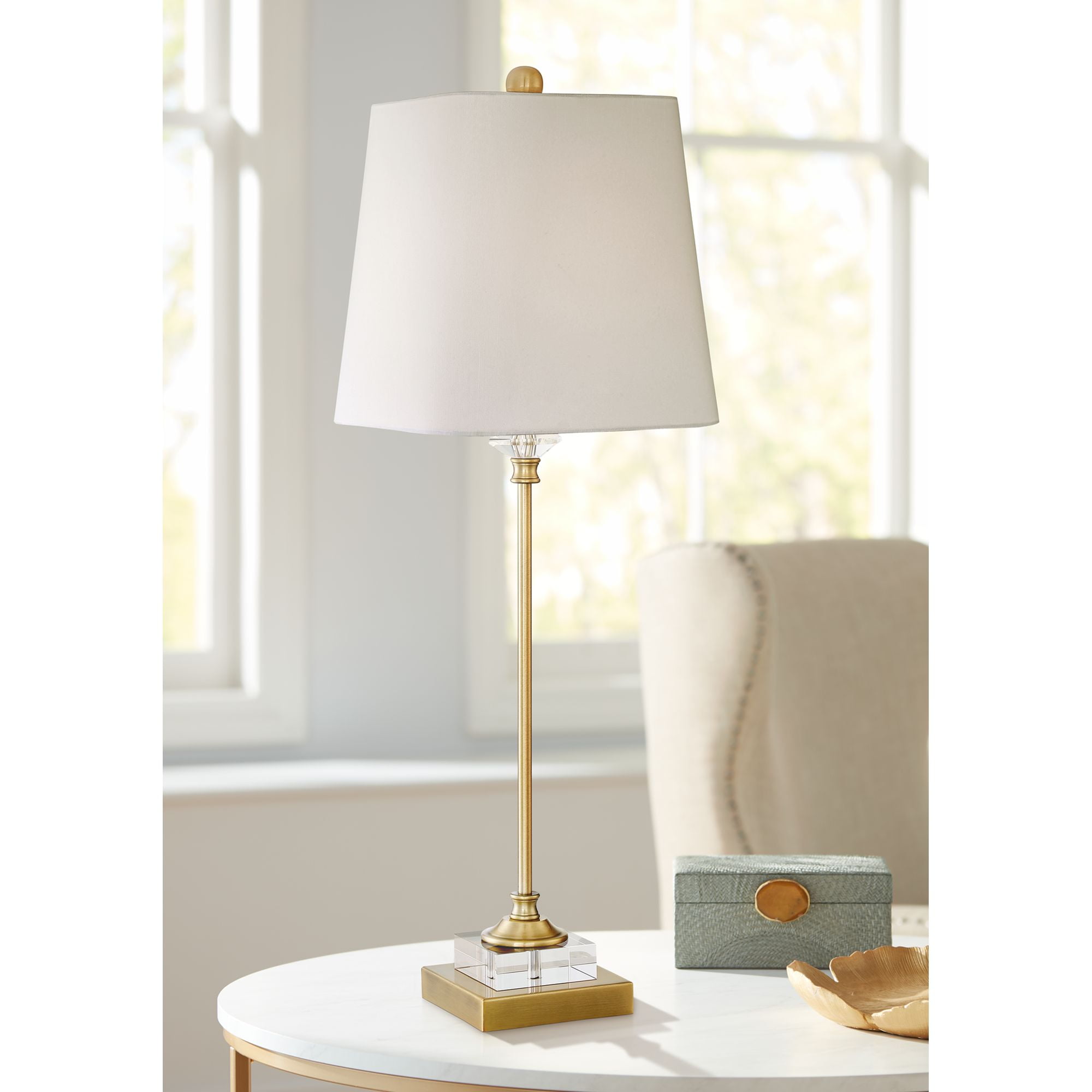Nuloom Emma Clear Glass Table Lamp With, Gold 24 Inch Emma Clear Glass Table Lamp