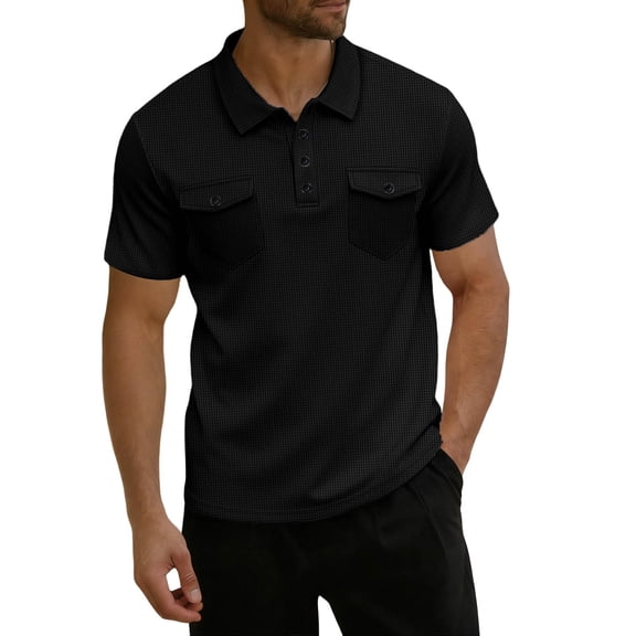 RMGVDSD Mens Golf Polo Shirts Short Sleeve Shirt With Pockets Classic Knit Tops For Everyday Wear Breathable Casual Polo Shirt Summer Golf Shirts Basic Shirts Tops
