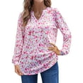 thumbnail image 3 of UVN Floral Print Blouses for Women V Neck Long Sleeve Shirts Boho Casual Ladies Tops, 3 of 6