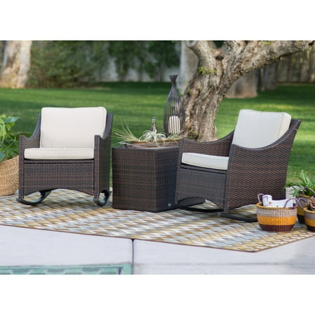 Coral Coast Harrison 3 Piece Club Style Rocking Chairs With Side