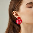 thumbnail image 3 of Hyasfey 1 Pair Shiny Love Earrings Cute Lover Mom Red Heart Drop Earrings Valentine Day Charm Stud Earrings Jewelry Gift, 3 of 8