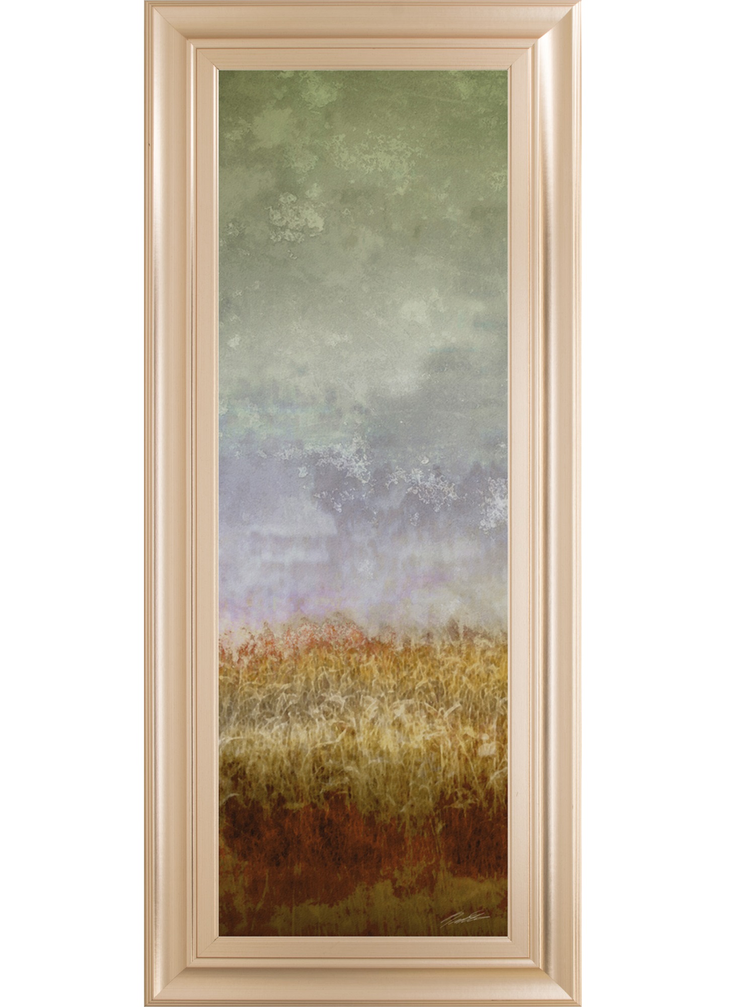 Green and Brown Lush Field II Rectangular Framed Wall Art 18" x 42