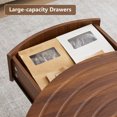 thumbnail image 6 of Wirrytor 30" Round Coffee Table with 2 Drawers and Storage Shelf, Modern Farmhouse Tea Table with Natural Tree Rings Top, Brown, 6 of 9