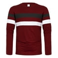 thumbnail image 3 of Wyobmus Men's Crewneck Sweater Color Block Striped Pullover Soft Thermal Knitted Sweater Long Sleeve Casual Tee Shirt Burgundy, 3 of 4
