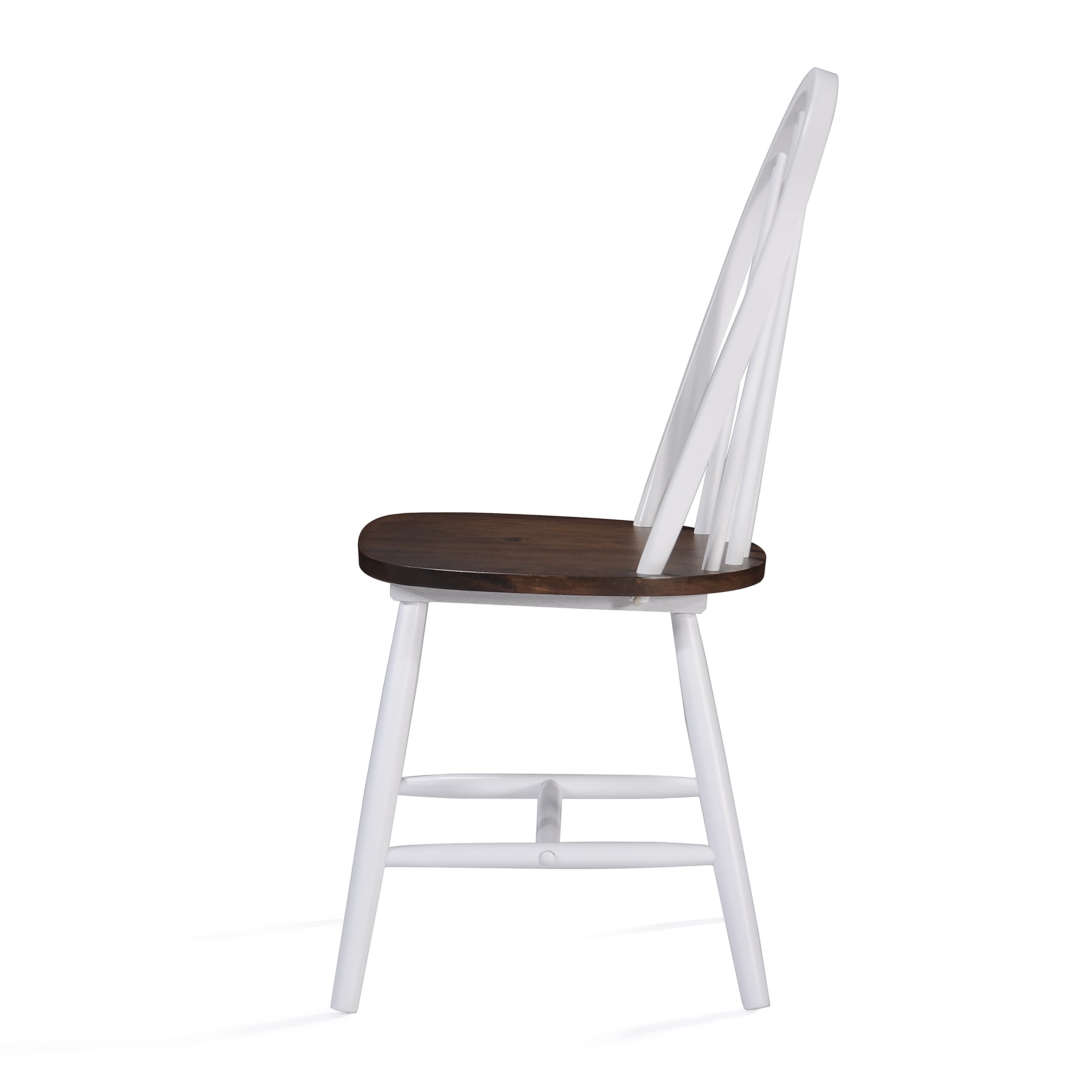 Noble House Conrad Farmhouse Rubberwood Dining Chairs, Set of 2, Brown, White