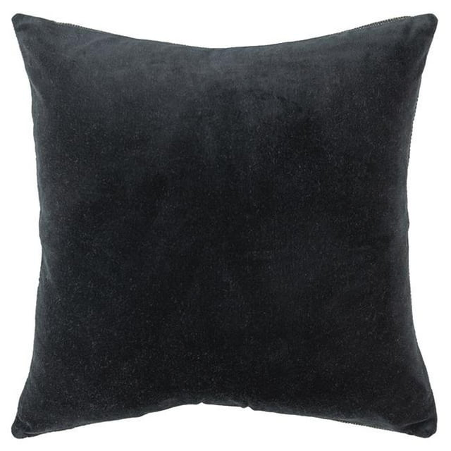 HomeRoots 403462 Black Solid Reversible Cotton Velvet Throw Pillow