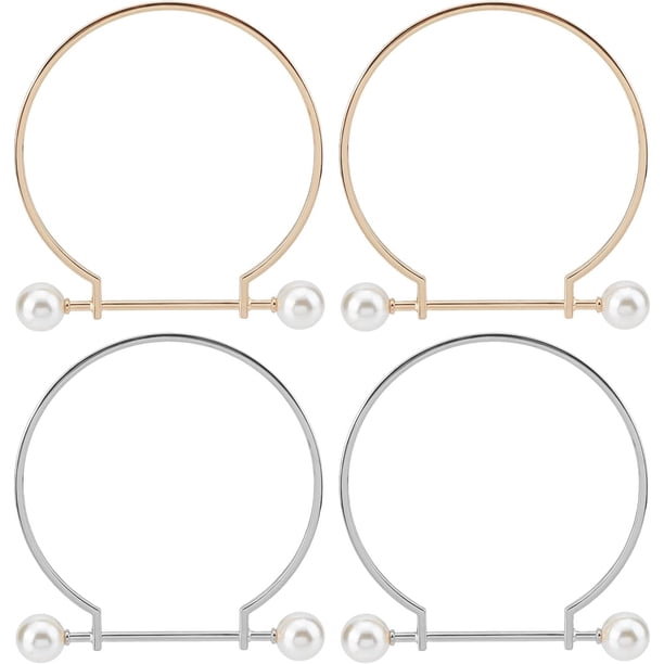 4 asas de metal para bolso, 2 colores, semicirculares, con cuentas de perla, de aleación, de repuesto