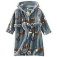 thumbnail image 4 of Leey-World Toddler Boy Bathrobe Boys Robe Kids Hooded Fleece Bathrobe Flannel Pajamas Soft Sleepwear 7-14 Years(Grey,5-6 Years), 4 of 4