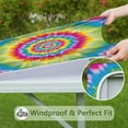 thumbnail image 6 of Colorful Rainbow Tie Dye Spiral Pattern Square Fitted Tablecloth with Elastic Edge,Square Table Cover,Washable Elastic Table Cover for Home Kitchen Party Decor 36"x36", 6 of 6