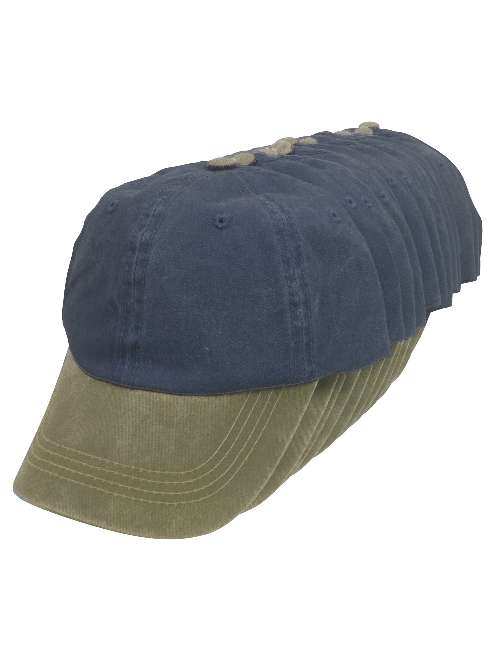 Top Headwear Dozen Pigment Dyed Low Profile Dad Hat 100% Cotton, Olive