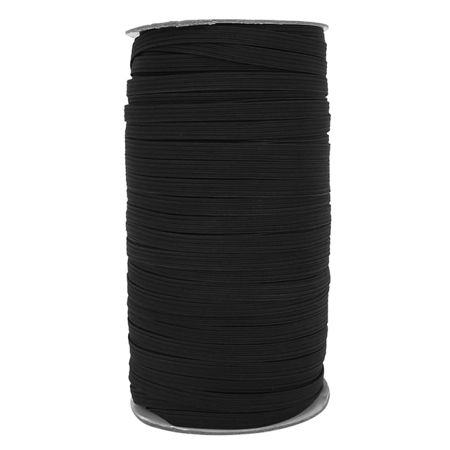 Heaveant Cuerda elástica, 0,6 cm, 90 m/Rollo, Cuerda elástica Plana, Hilos elásticos, Cuerdas de Cable para Manualidades de Tela DIY(Negro)