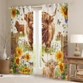 thumbnail image 2 of Manfei Rustic Cow Animal Blackout Curtains Set of 2 (52x84 Each) for Kids, Cute Highland Bull Window Curtains, Farmhouse Sunflower Curtains and Drapes, Curtains and Drapes Home Decor, 2 of 6