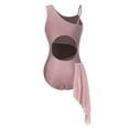 thumbnail image 7 of Zaldita Women Lyrical Ballet Leotard Sleeveless Asymmetrical Cutout Back Figure Ice Skating Dress Dusty Pink XL, 7 of 7