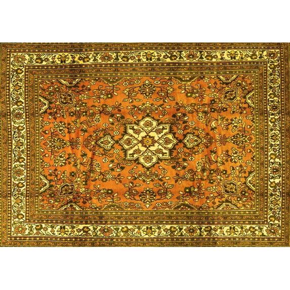 Ahgly Company Indoor Rectangle Persian Yellow Traditional Area Rugs, 2' x 3'