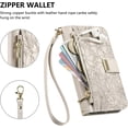 thumbnail image 4 of iPhone Funda Tipo Cartera Cruzada para 17 Pro con Correa y Bolsillo con Zíper, Cubierta de Cuero Floral, 4 of 9