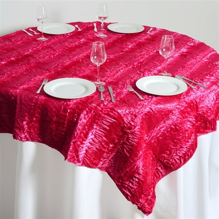 

BalsaCircle 72 x 72 Fuchsia Square Raised Waves Satin Table Overlays Wedding Party Tablecloth
