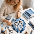 thumbnail image 5 of Layered Fabric Owl Wall Art DIY Kit, 3D Textured Fabric Art Kit with Feathers, Relaxing Craft for Craft Lovers, Living Room & Craft Room Decor, 5 of 5