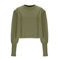 thumbnail image 5 of TKLPEHG Women Tops Dressy Casual Crew Neck Pullover Tops Loose Lightweight Classic Solid Color Fashion Leisure Comfy Long Sleeve Blouse (Army Green,L), 5 of 7