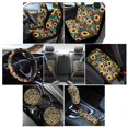 thumbnail image 2 of Renewold Sunflower Green Leopard Print Car Accessories Set, Universal Seat Covers Steering Wheel Covers with Seat Belt Pad 12 Pcs Seat Protector Car Accessories Fit for Most Cars SUV Van, 2 of 7